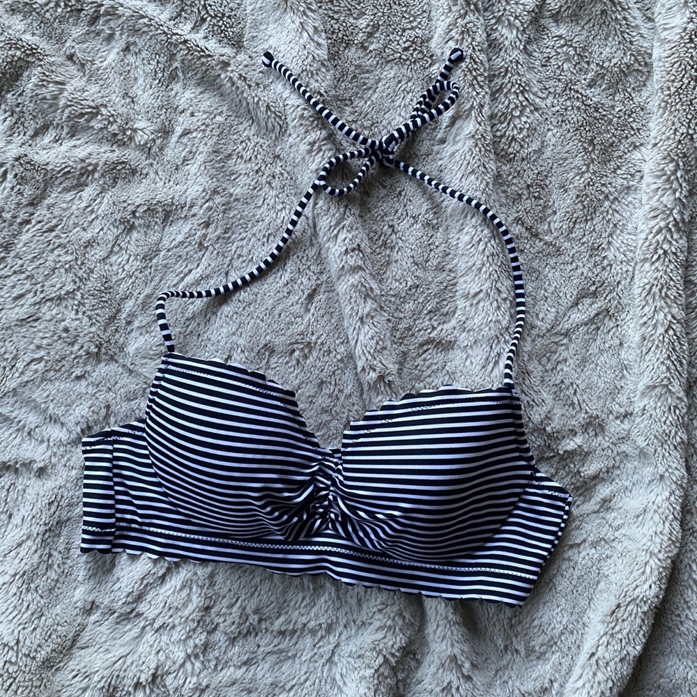 Victoria's Secret Black and White Striped Bikini Top